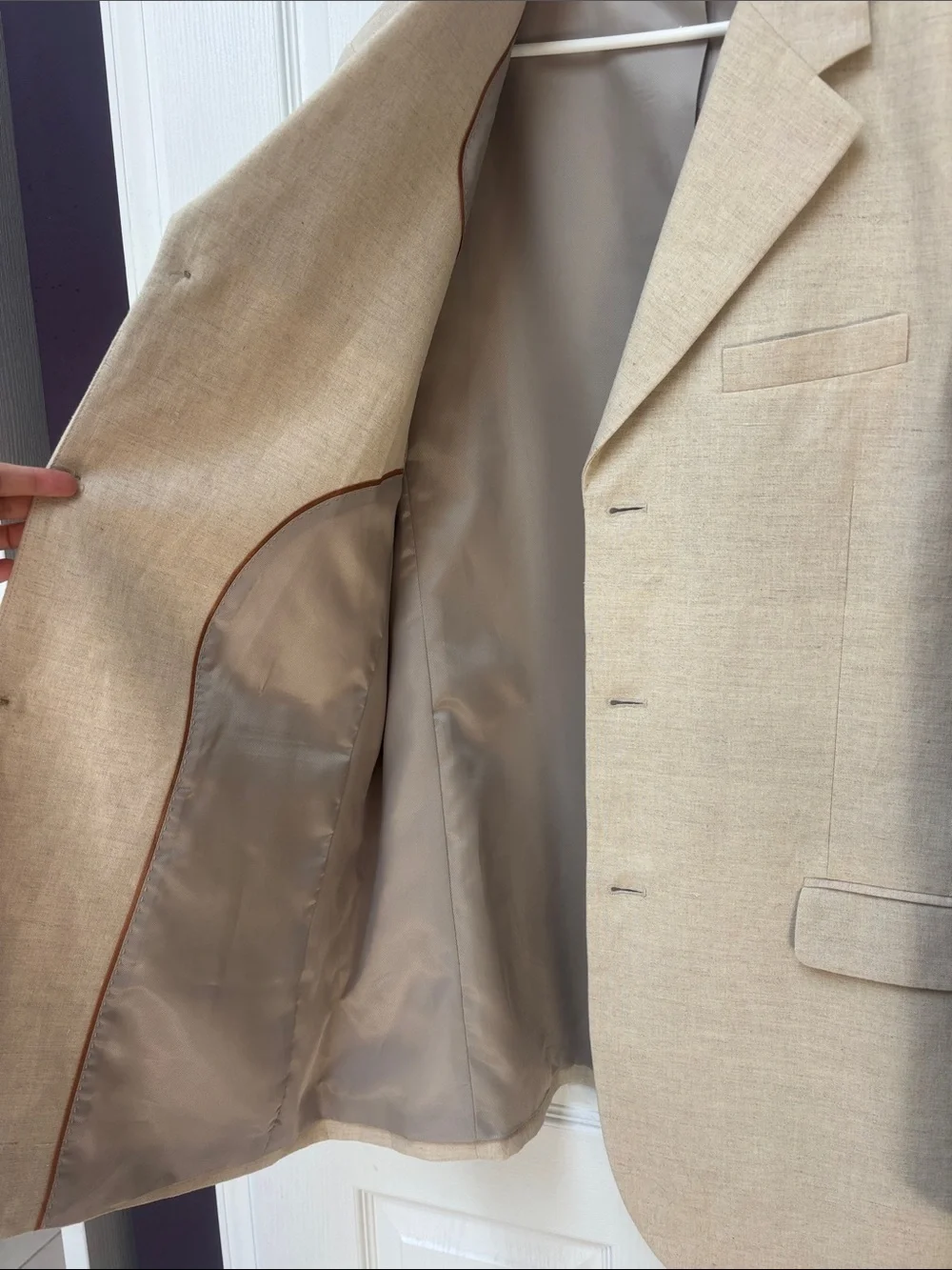 Men's Banana Republic Cream Linen Blazer - Classic Single-Breasted Jacket